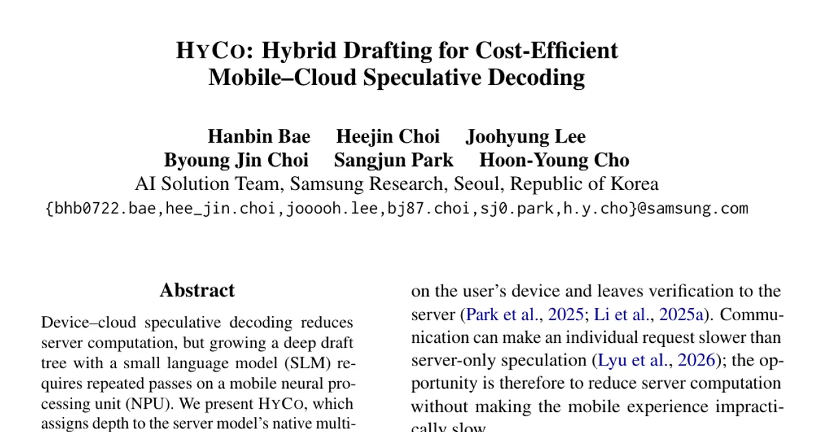 HyCo: Hybrid Drafting for Cost-Efficient Mobile-Cloud Speculative Decoding