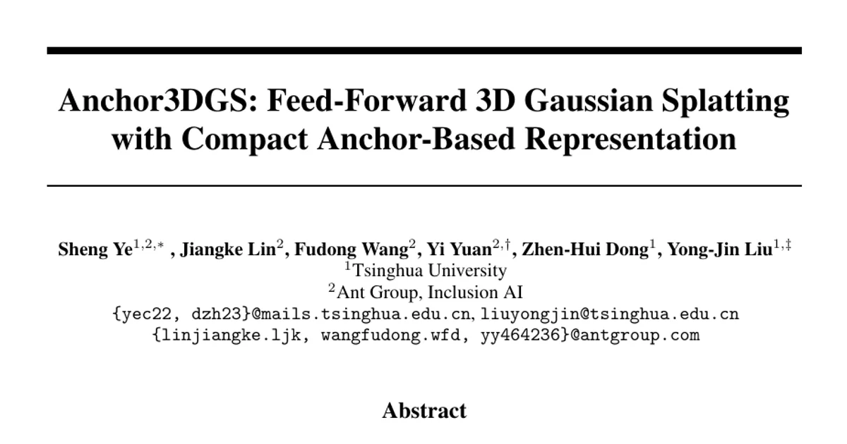 Anchor3DGS: Feed-Forward 3D Gaussian Splatting with Compact Anchor-Based Representation