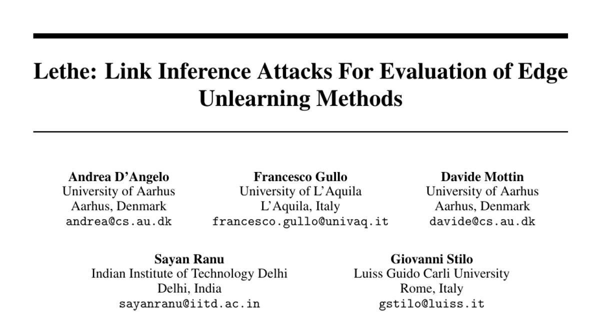 Lethe: Link Inference Attacks For Evaluation of Edge Unlearning Methods