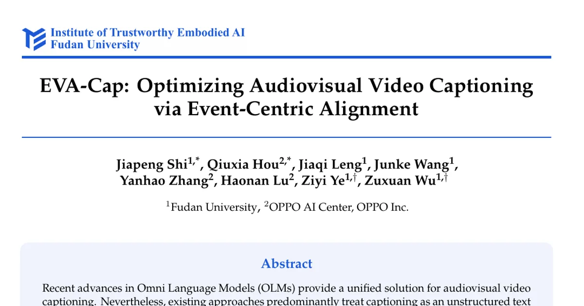 EVA-Cap: Optimizing Audiovisual Video Captioning via Event-Centric Alignment