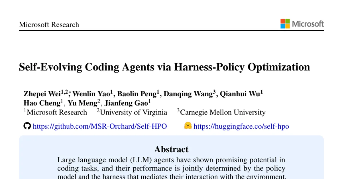 Self-Evolving Coding Agents via Harness-Policy Optimization