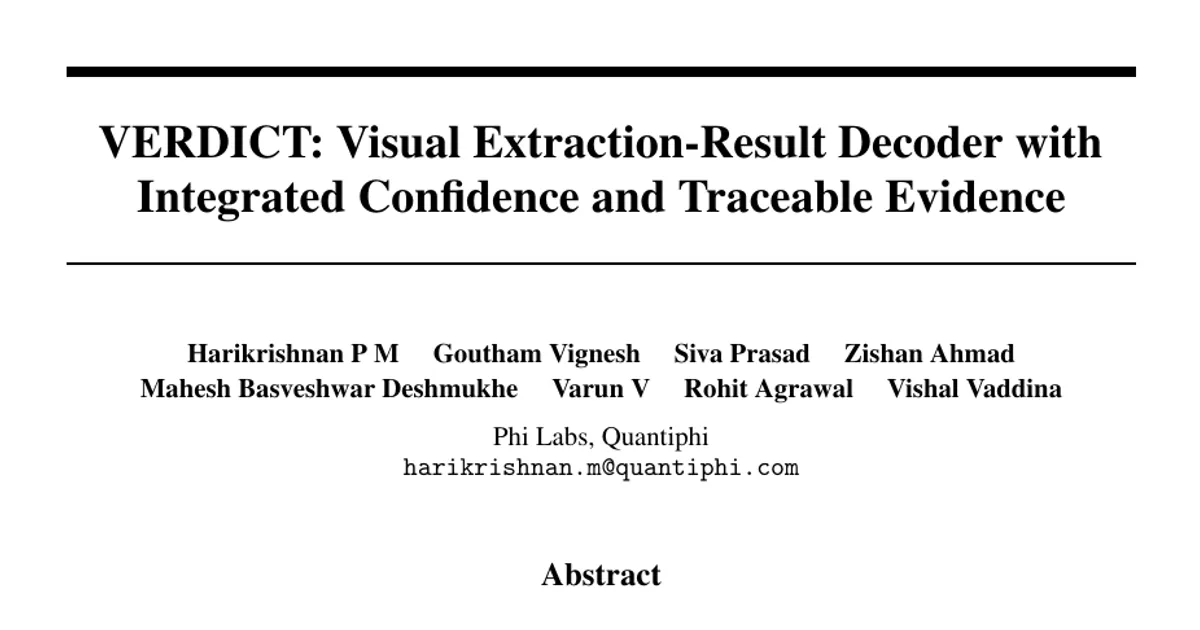 VERDICT: Visual Extraction-Result Decoder with Integrated Confidence and Traceable Evidence