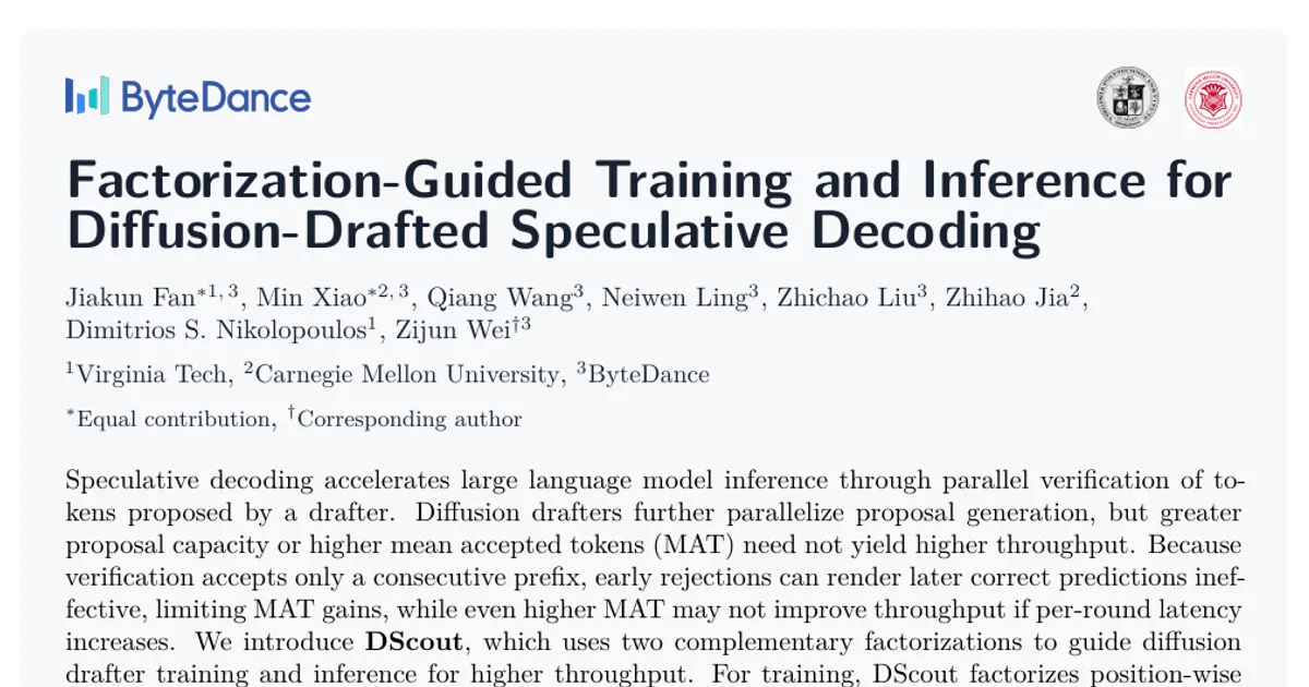 Factorization-Guided Training and Inference for Diffusion-Drafted Speculative Decoding