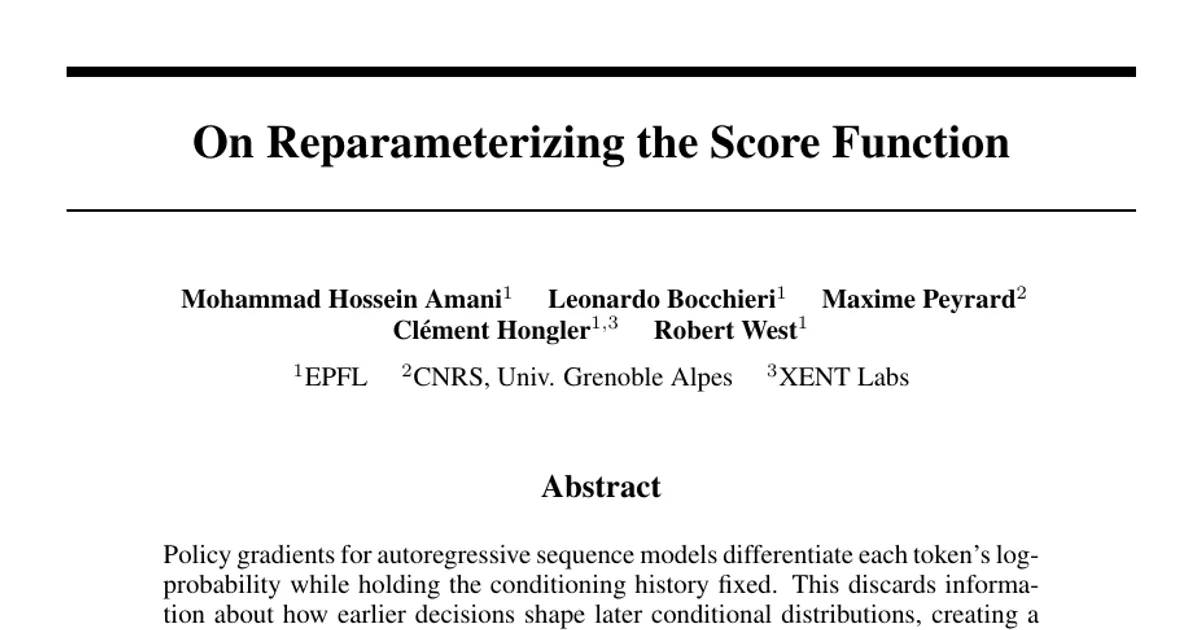 On Reparameterizing the Score Function