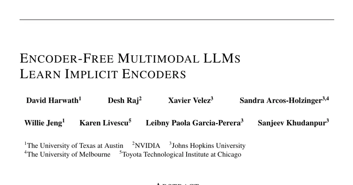 Encoder-Free Multimodal LLMs Learn Implicit Encoders