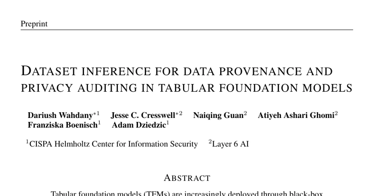 Dataset Inference for Data Provenance and Privacy Auditing in Tabular Foundation Models