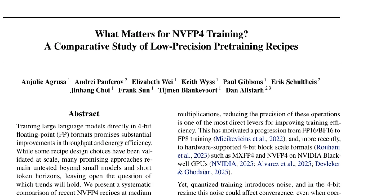 What Matters for NVFP4 Training? A Comparative Study of Low-Precision Pretraining Recipes