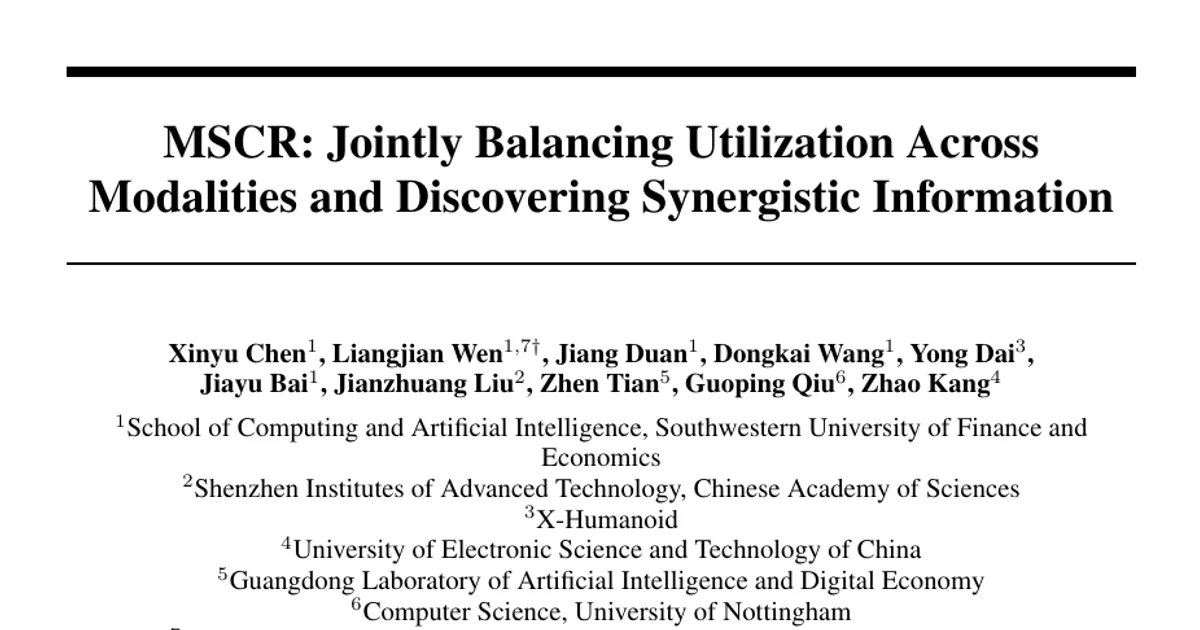 MSCR: Jointly Balancing Utilization Across Modalities and Discovering Synergistic Information