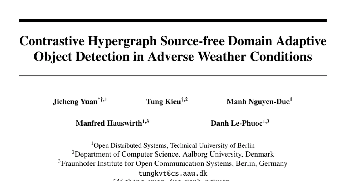 Contrastive Hypergraph Source-free Domain Adaptive Object Detection in Adverse Weather Conditions--Extended Version