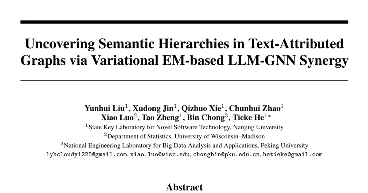Uncovering Semantic Hierarchies in Text-Attributed Graphs via Variational EM-based LLM-GNN Synergy