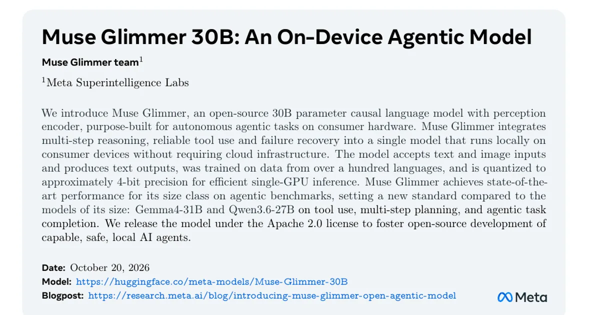 Muse Glimmer 30B: An On-Device Agentic Model