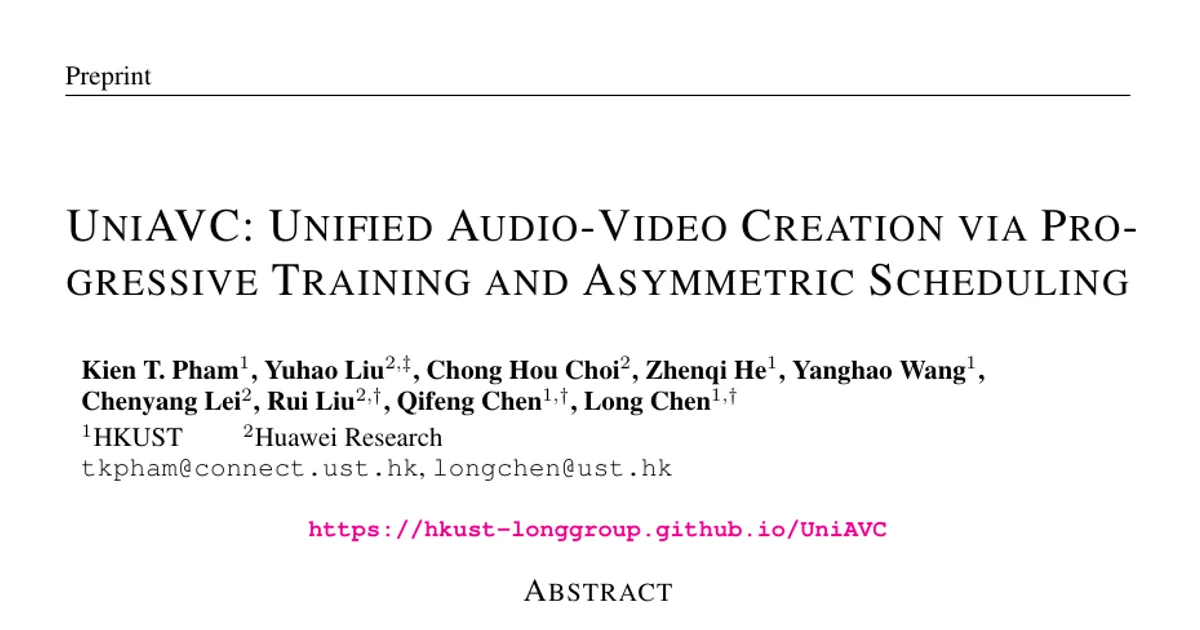 UniAVC: Unified Audio-Video Creation via Progressive Training and Asymmetric Scheduling