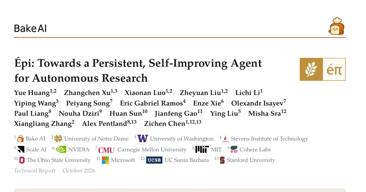 Epi: Towards a Persistent, Self-Improving Agent for Autonomous Research