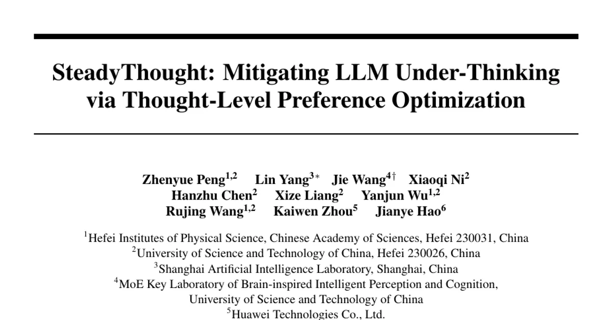 SteadyThought: Mitigating LLM Under-Thinking via Thought-Level Preference Optimization