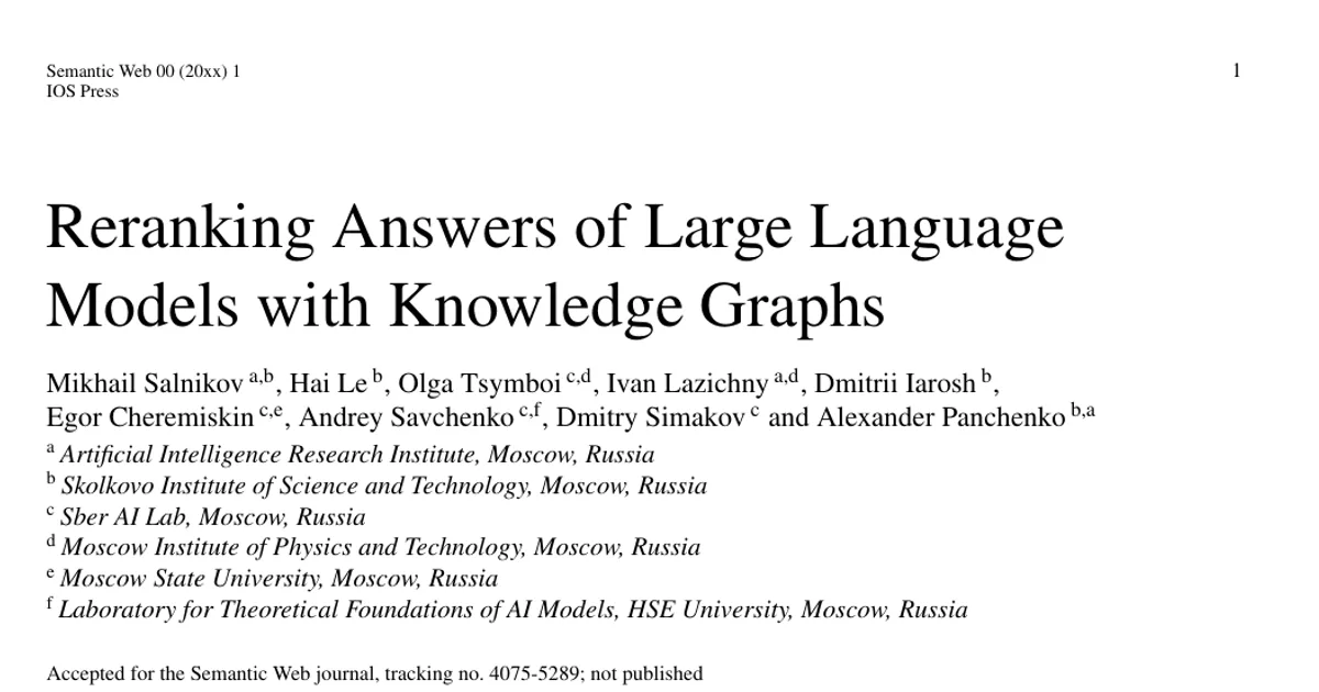 Reranking Answers of Large Language Models with Knowledge Graphs