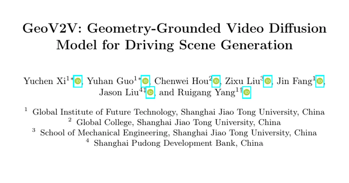 GeoV2V: Geometry-Grounded Video Diffusion Model for Driving Scene Generation