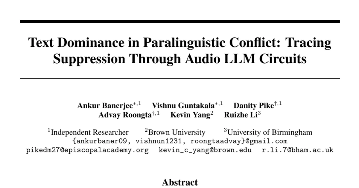 Text Dominance in Paralinguistic Conflict: Tracing Suppression Through Audio LLM Circuits