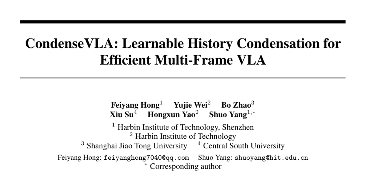 CondenseVLA: Learnable History Condensation for Efficient Multi-Frame VLA