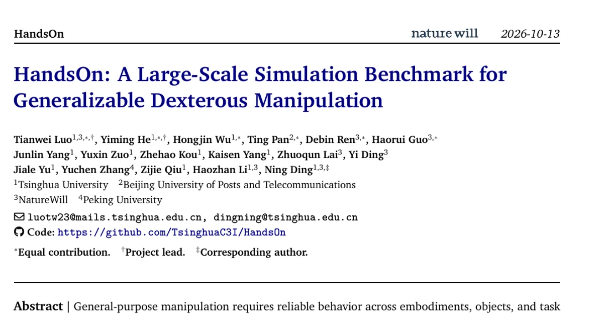 HandsOn: A Large-Scale Simulation Benchmark for Generalizable Dexterous Manipulation
