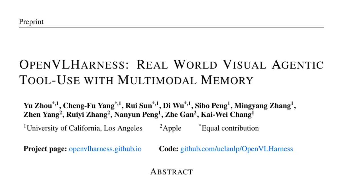 OpenVLHarness: Real World Visual Agentic Tool-Use with Multimodal Memory