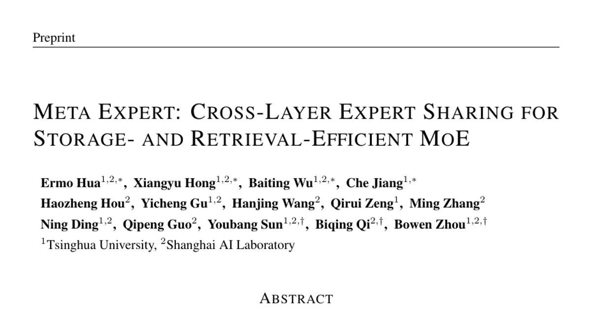 Meta Expert: Cross-Layer Expert Sharing for Storage- and Retrieval-Efficient MoE
