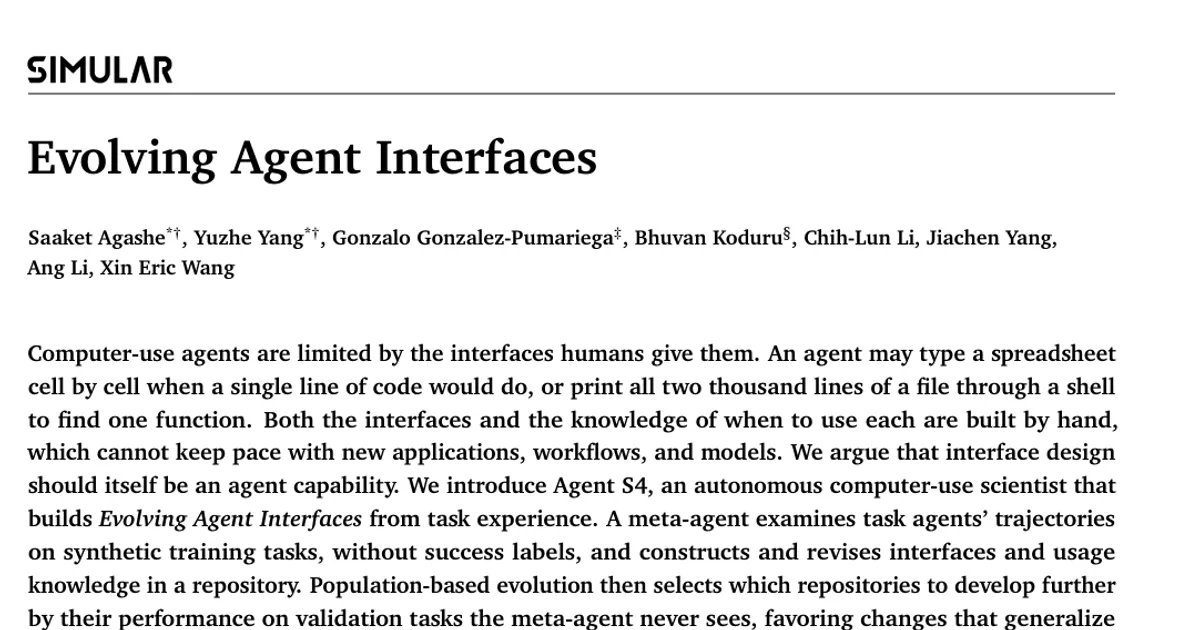 Evolving Agent Interfaces