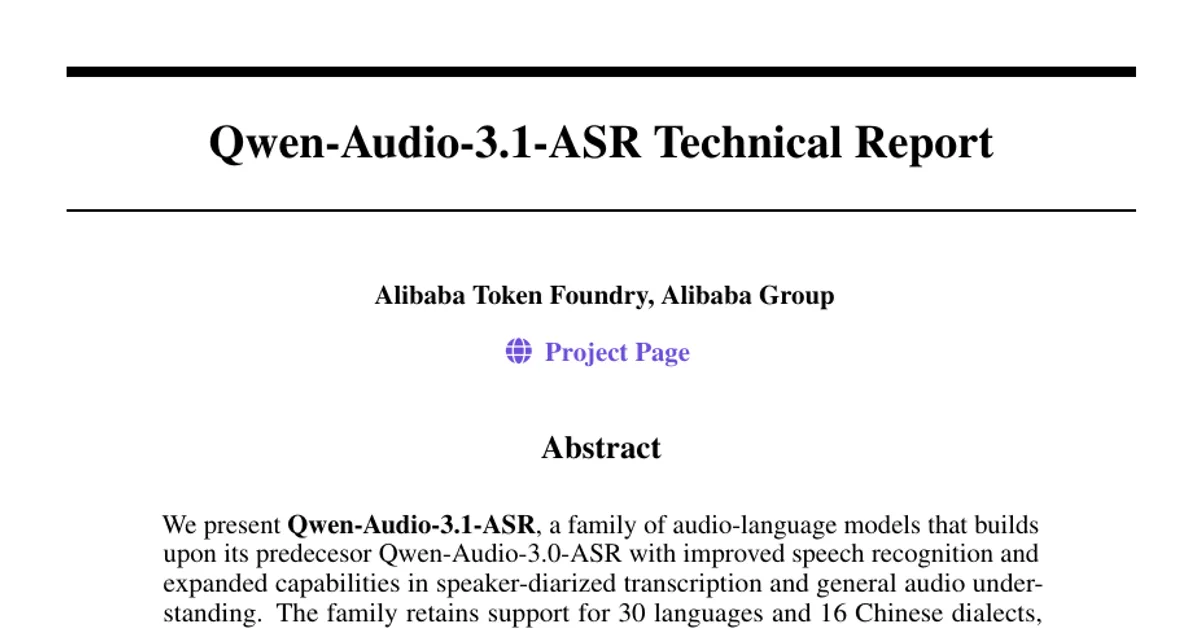 Qwen-Audio-3.1-ASR Technical Report