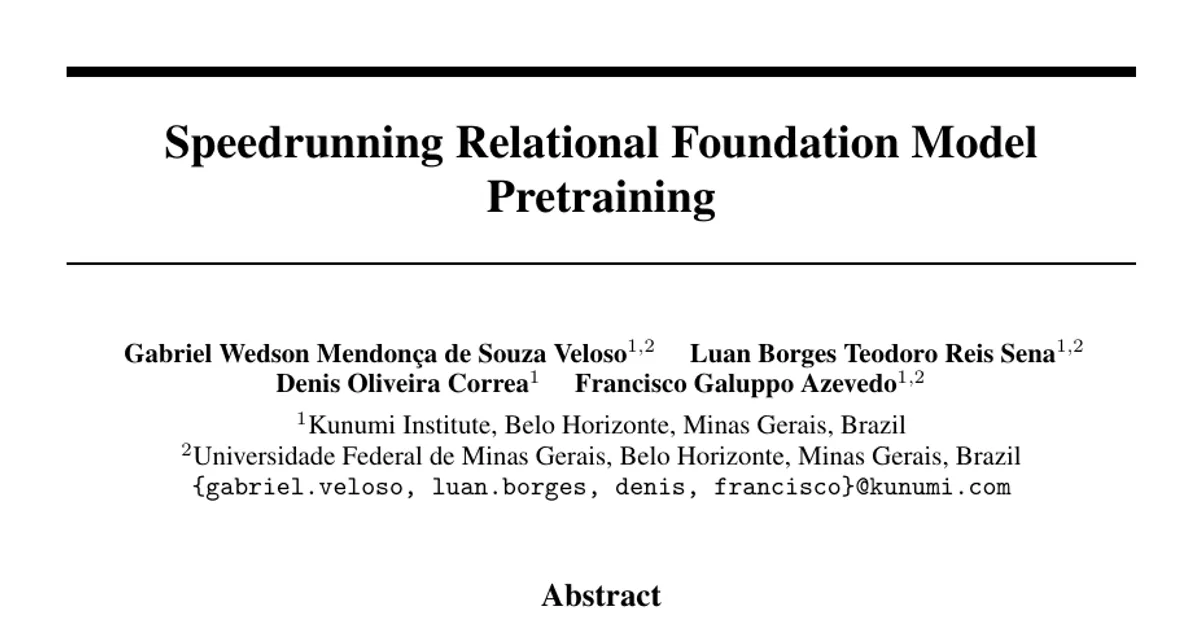 Speedrunning Relational Foundation Model Pretraining