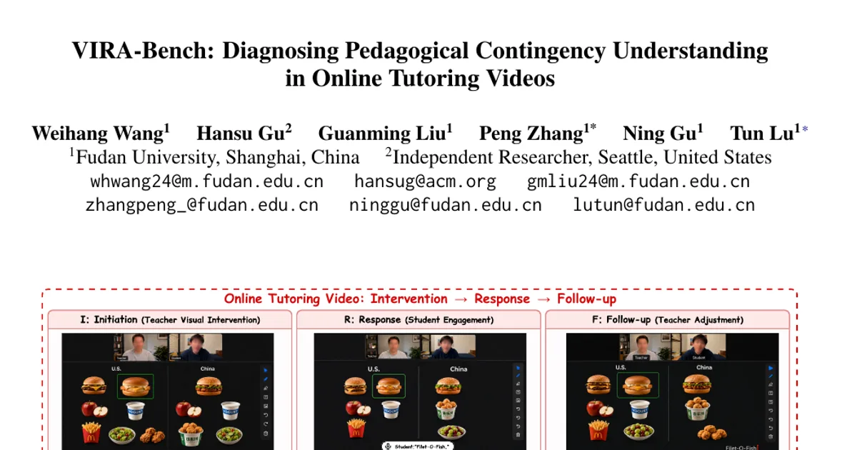 VIRA-Bench: Diagnosing Pedagogical Contingency Understanding in Online Tutoring Videos