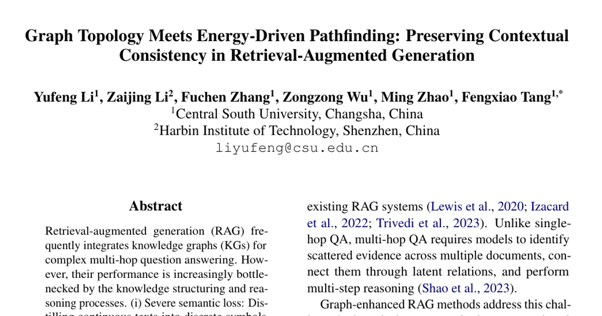 Graph Topology Meets Energy-Driven Pathfinding: Preserving Contextual Consistency in Retrieval-Augmented Generation