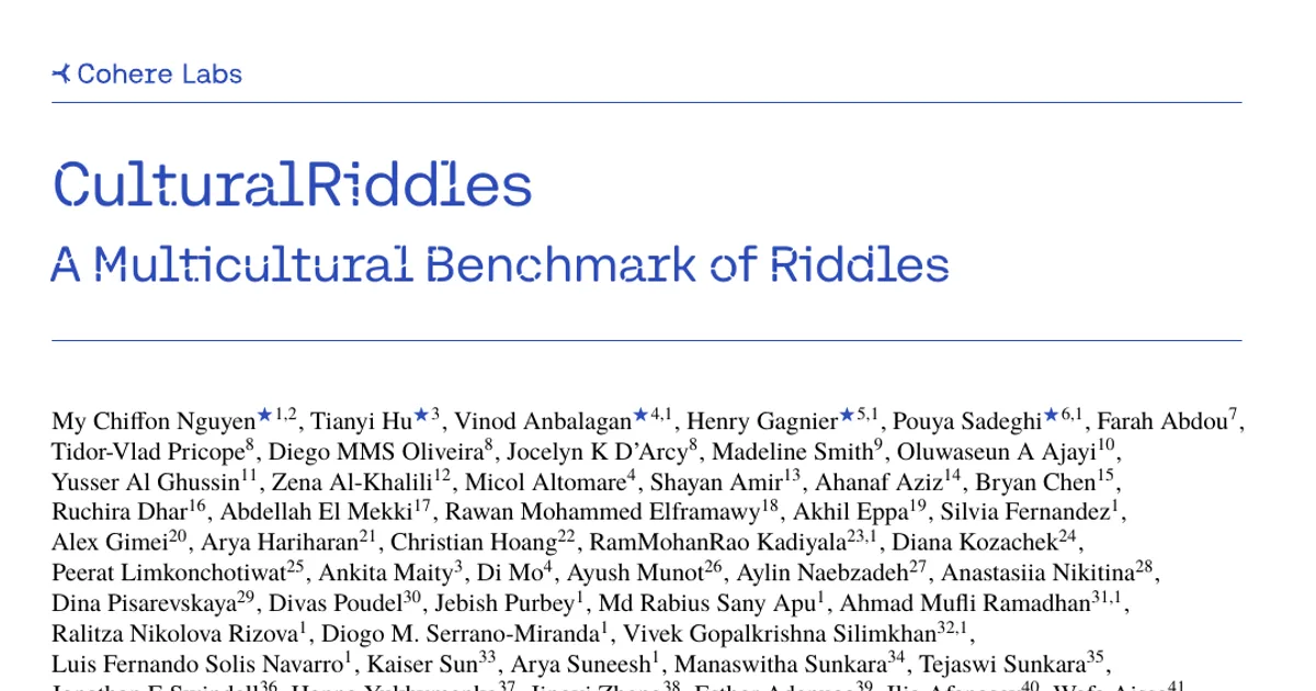 CulturalRiddles: A Multicultural Benchmark of Riddles