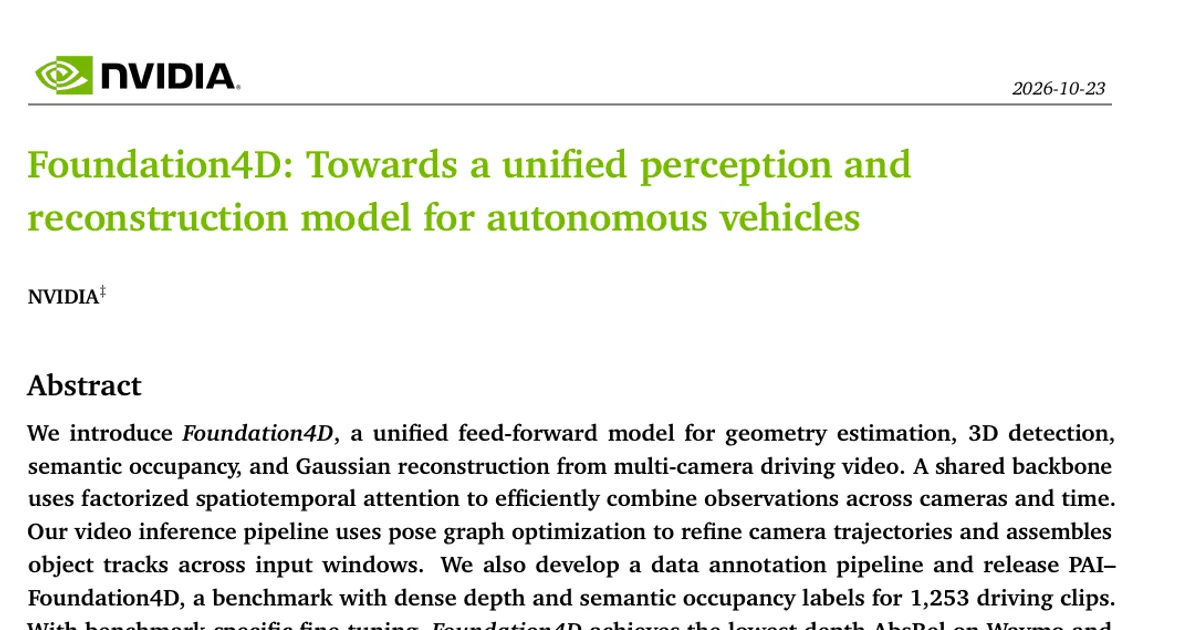 Foundation4D: Towards a unified perception and reconstruction model for autonomous vehicles