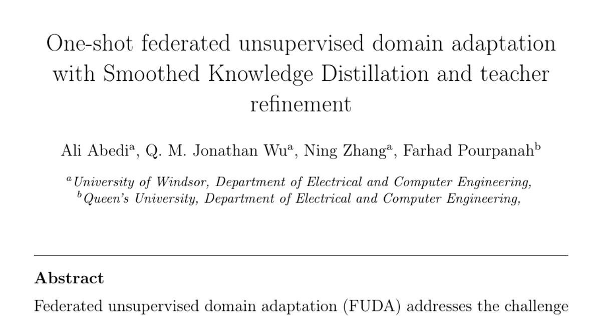 One-shot federated unsupervised domain adaptation with Smoothed Knowledge Distillation and teacher refinement