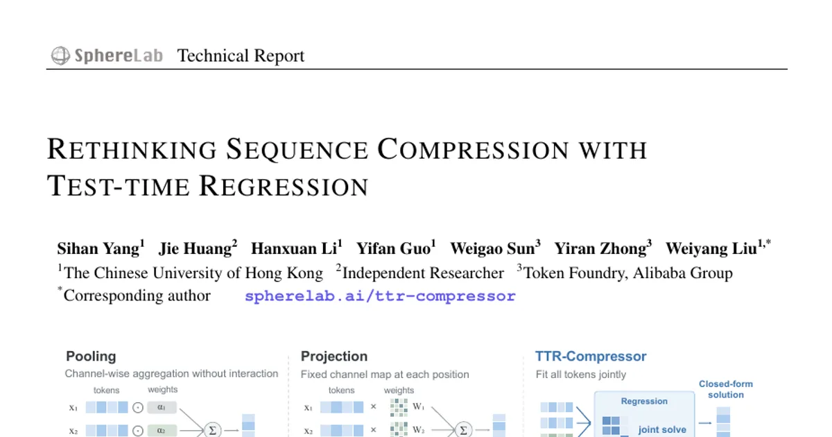 Rethinking Sequence Compression with Test-time Regression