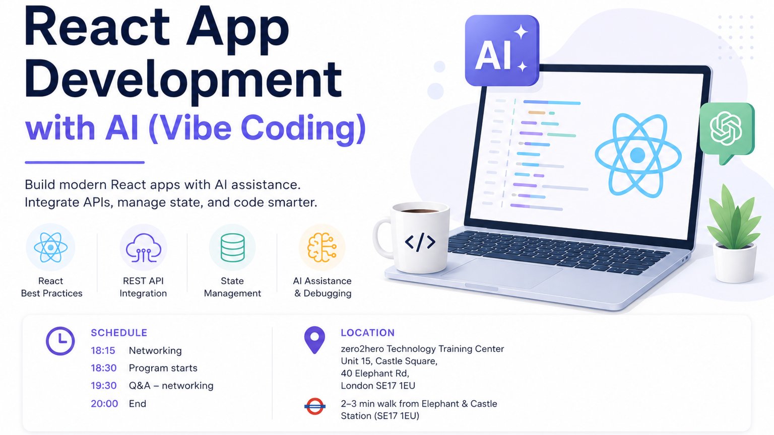🔥React App Development with AI-(Vibe Coding) - [Online]