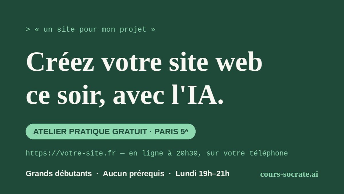 Créez votre site web ce soir, avec l'IA (grands débutants)