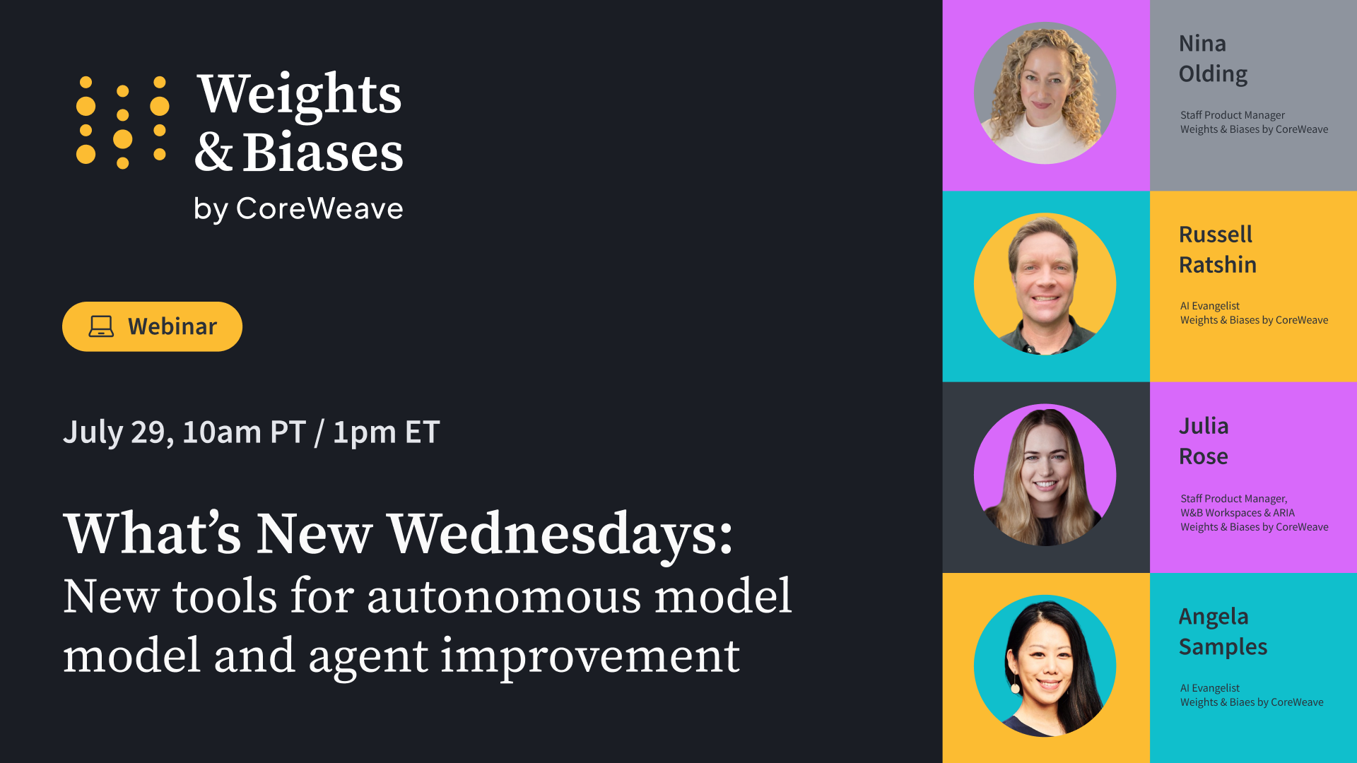 What's New Wednesdays — Weights & Biases Monthly Webinar (July 29, 2026)
