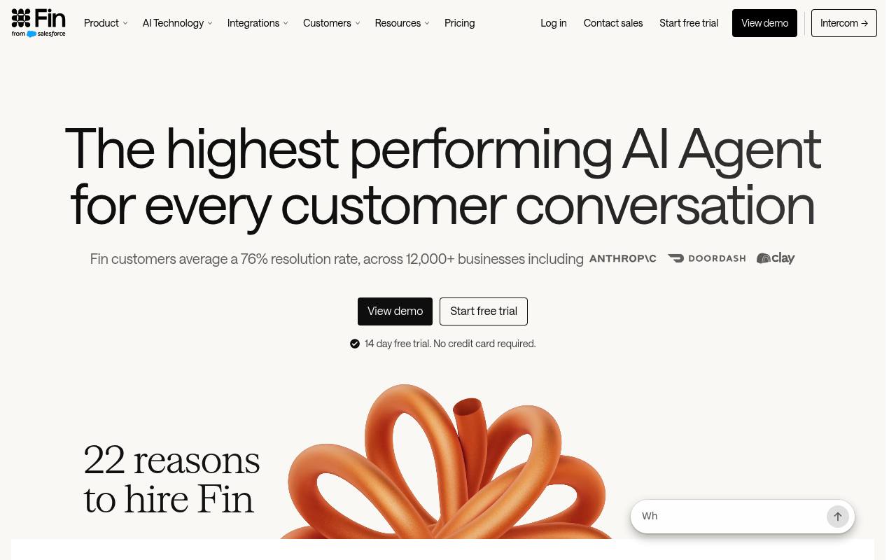 Intercom Fin - AI Customer Service Agent | AI.info