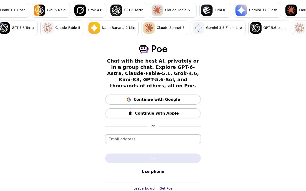 Poe - Access 100+ AI Models in One App | AI.info