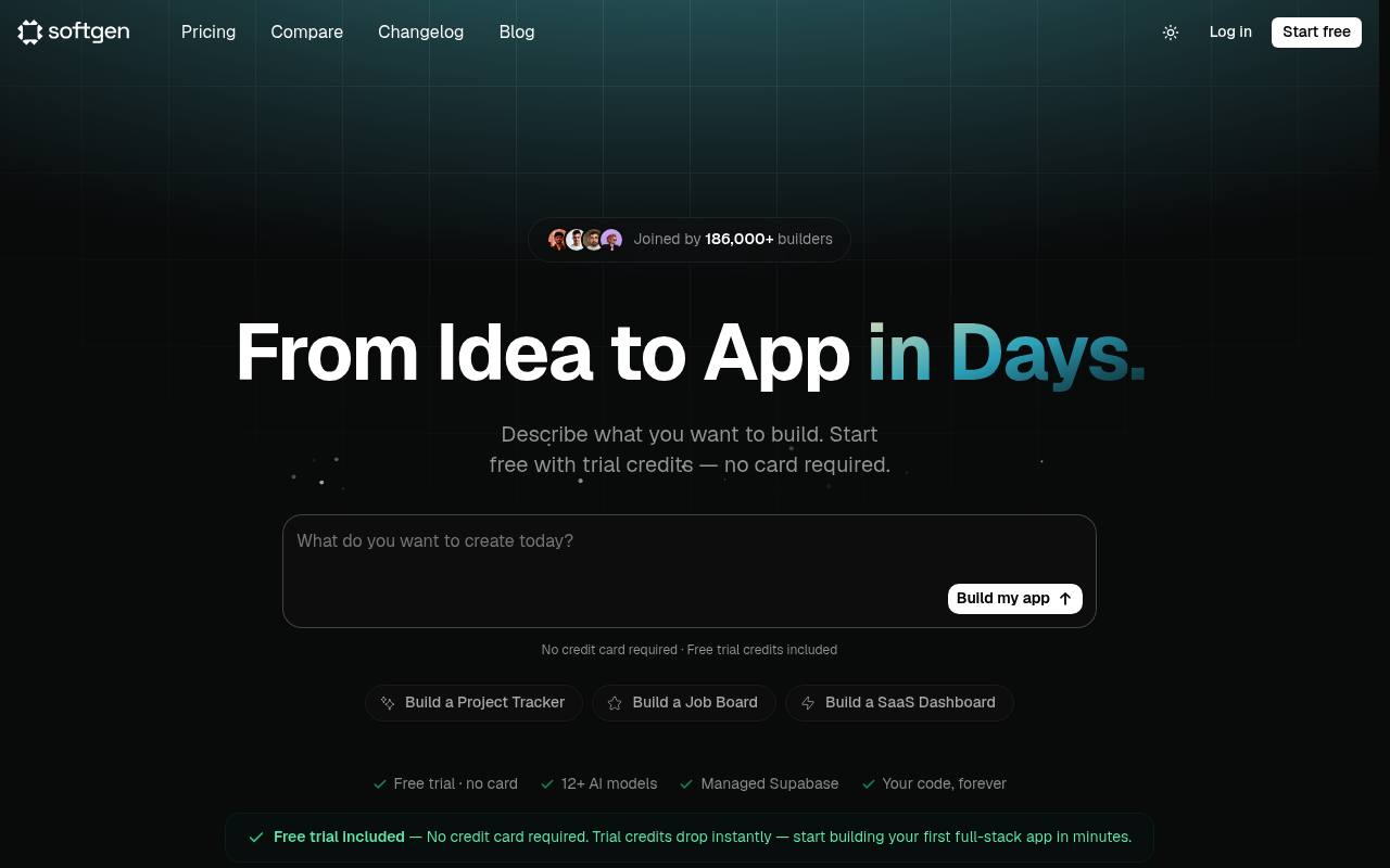 Softgen Review 2026 — $33/Year Flat-Fee Next.js + Firebase AI Builder